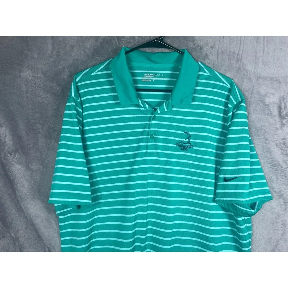 Nike Golf Pinehurst Putter Boy 1895 Men's Polo Shirt Green Striped Size XL